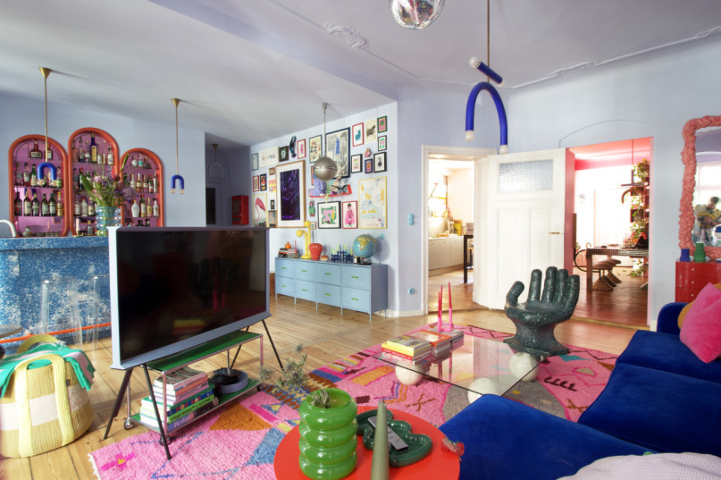 plush 74 colorful playful apartment with bar 71411 1