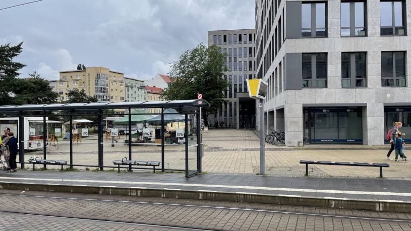 plush74 modern urban plaza with tram stop 20